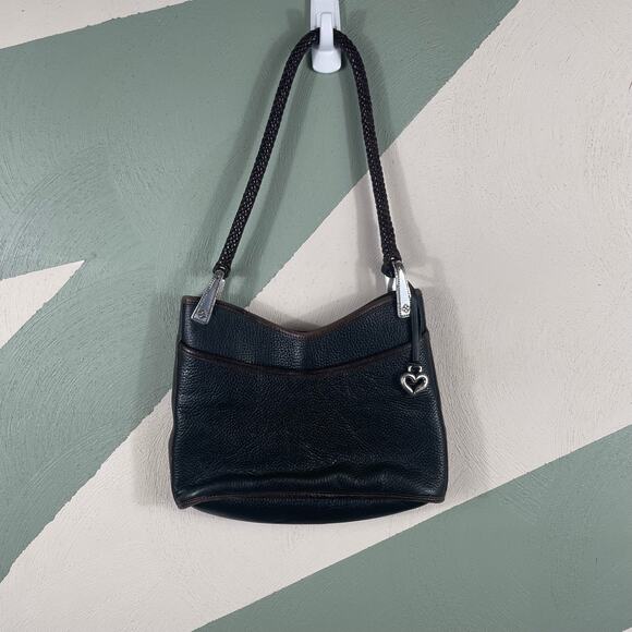 Brighton Black Genuine Leather Shoulder Bag Purse VTG - Picture 1 of 7